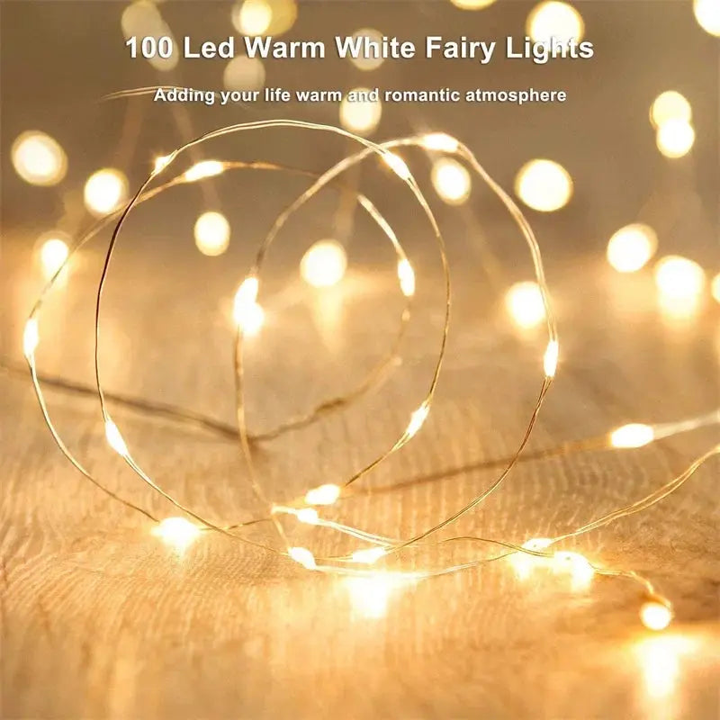 USB LED Fairy Lights Copper Wire String 20m 200 LEDs Outdoor Garland For Christmas Tree Wedding Party Decoration