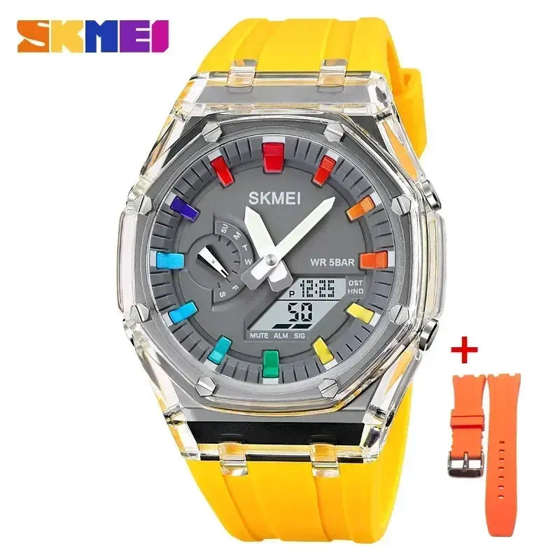 SKMEI 2100 Digital Sports Watch Waterproof Countdown Stopwatch LED Light Dual Time Alarms