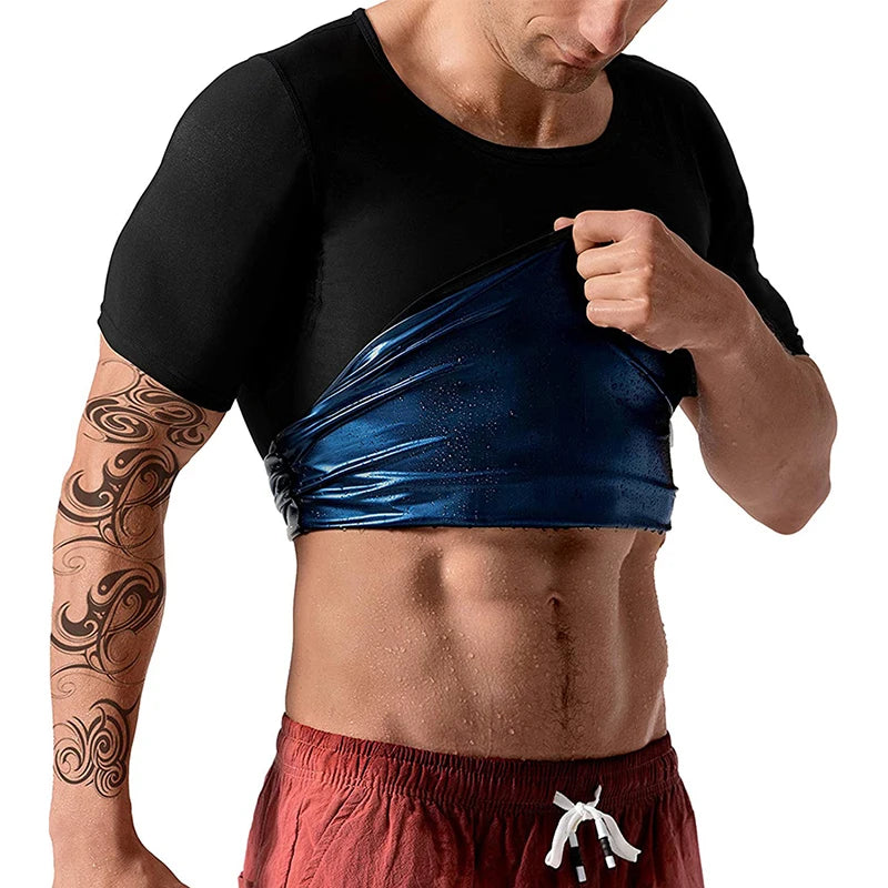Vensslim men’s sauna vest with blue metallic front panel, slimming waist trainer by Simples Market