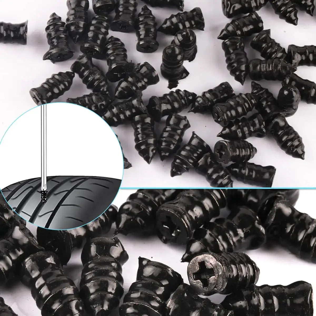 Simples Market tire repair screws set; black rubber self-service puncture repair screws for cars, trucks, tractors