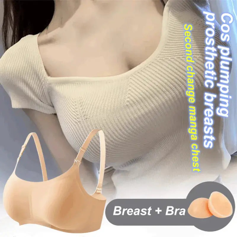 Silicone breast forms pair for cosplay and mastectomy, nude beige by Simples Market