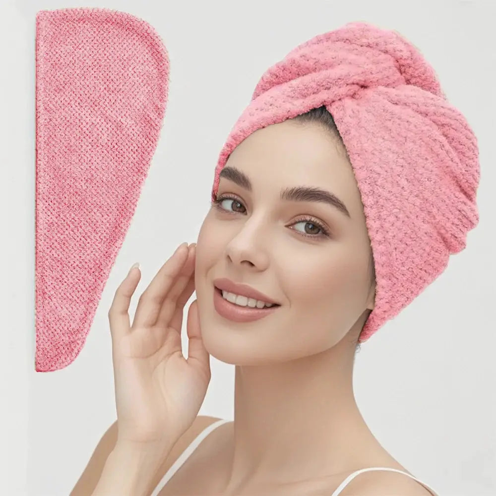 SilkNest Textured Dry Hair Cap Towel Wrap Absorbent Polyester And Polyamide Quick Dry For Secure Coverage