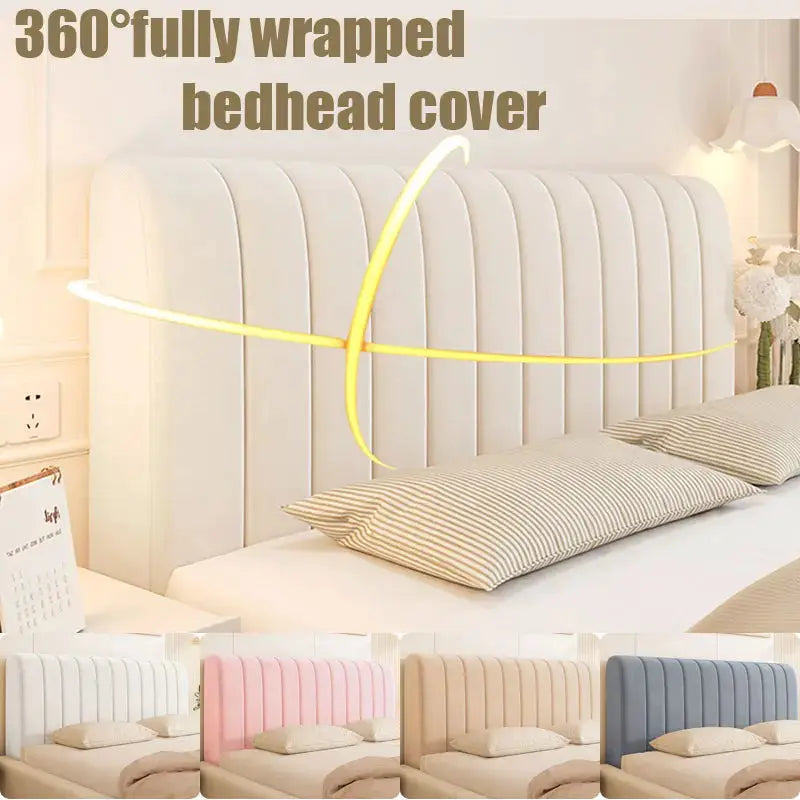 Bed headboard cover by Simples Market; white velvet with 360° wrap, all-inclusive dust protector