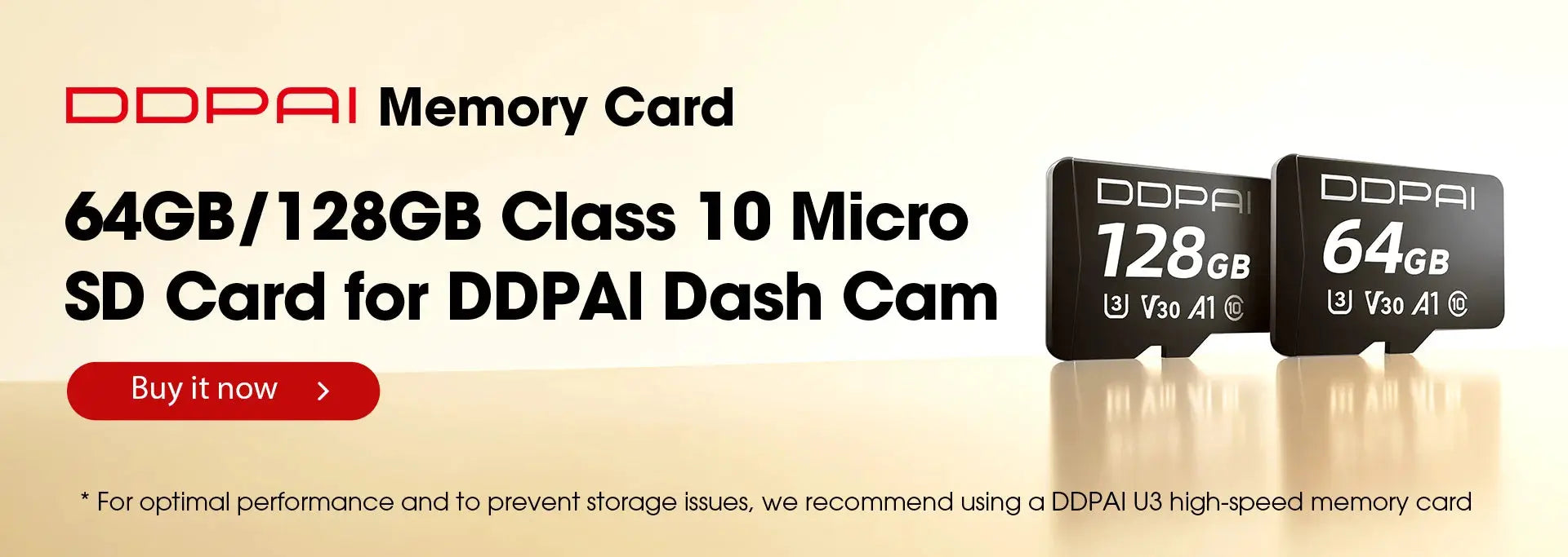 DDPAI memory cards: two black microSD cards, 64GB and 128GB Class 10 for DDPAI dash cam