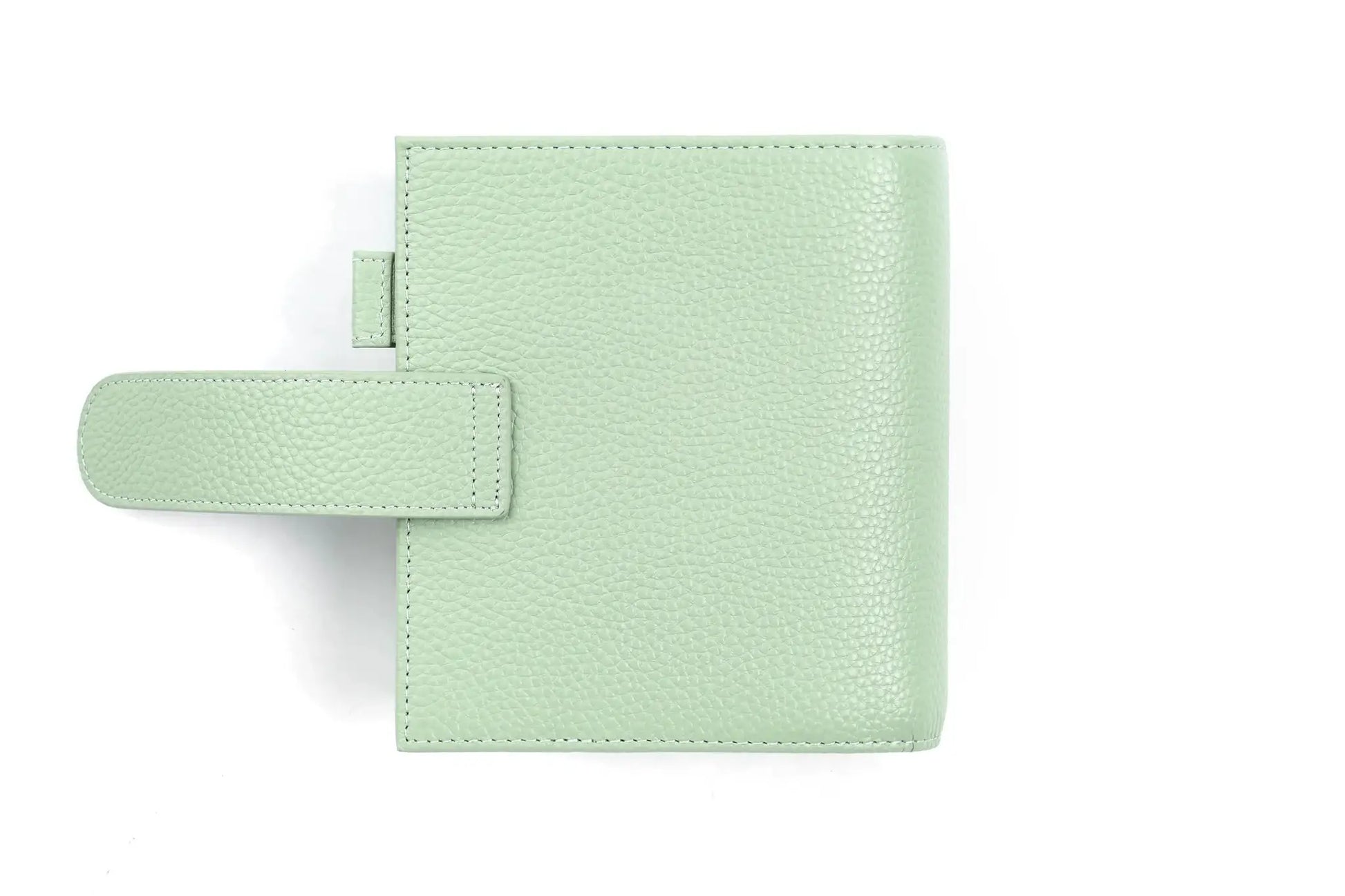Moterm Luxe 2.0 pocket-size planner in mint pebbled leather with strap closure