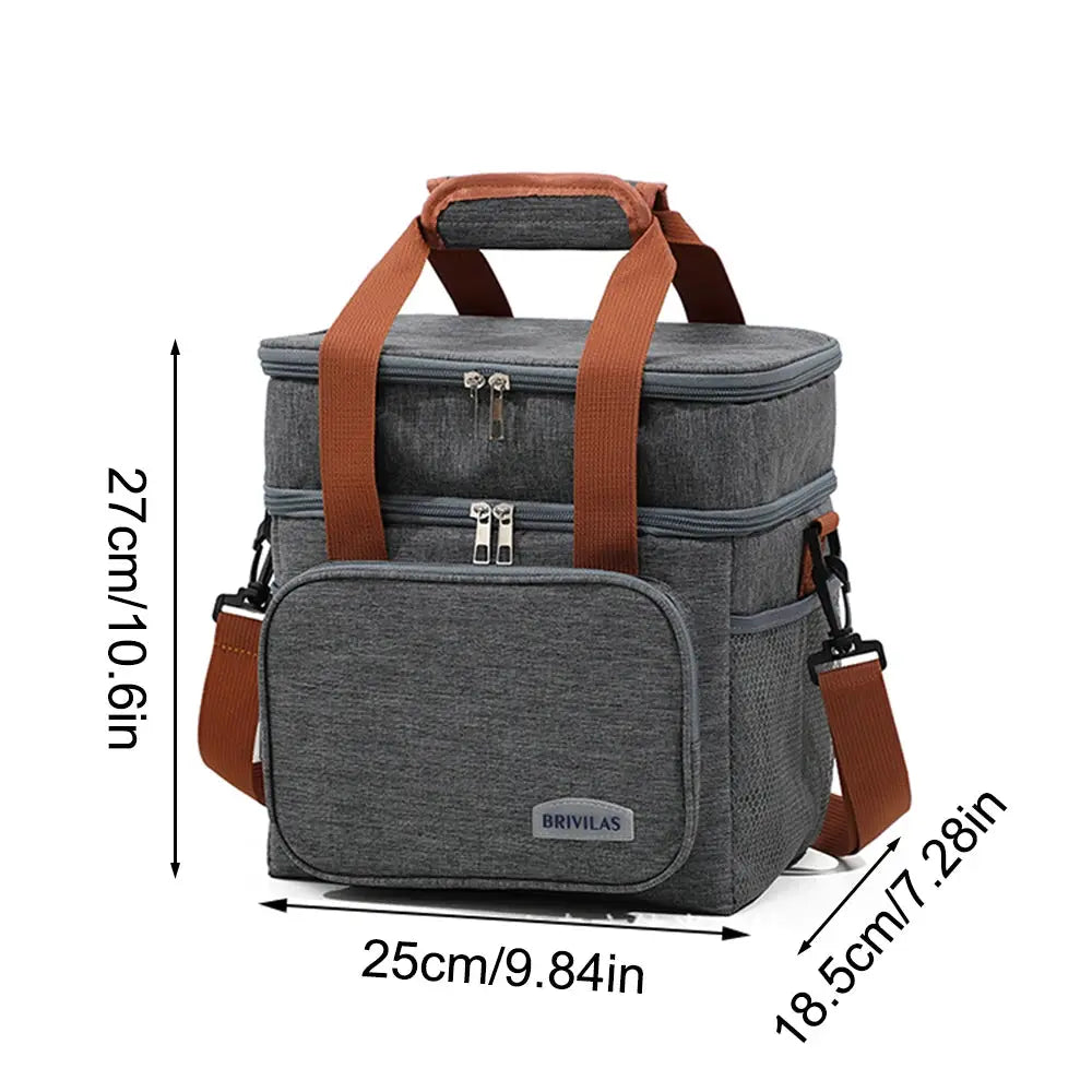 SmartCarry Fashion Crossbody Insulated Lunch Bag Large Capacity Keeps Food Fresh All Day Waterproof Oxford Cloth