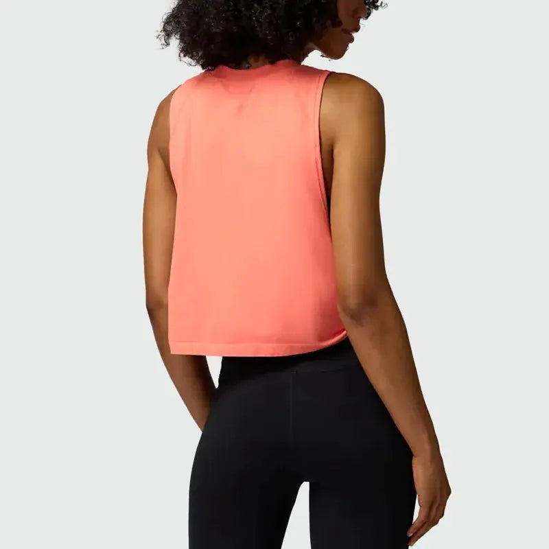 Women's coral running vest crop top; sleeveless, breathable workout tank by Simples Market