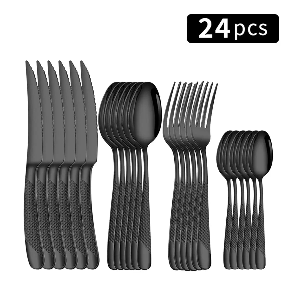 Star Diamond 24 Piece Stainless Steel Tableware Set For Six With Gold Inlay Elegance For Family Dining