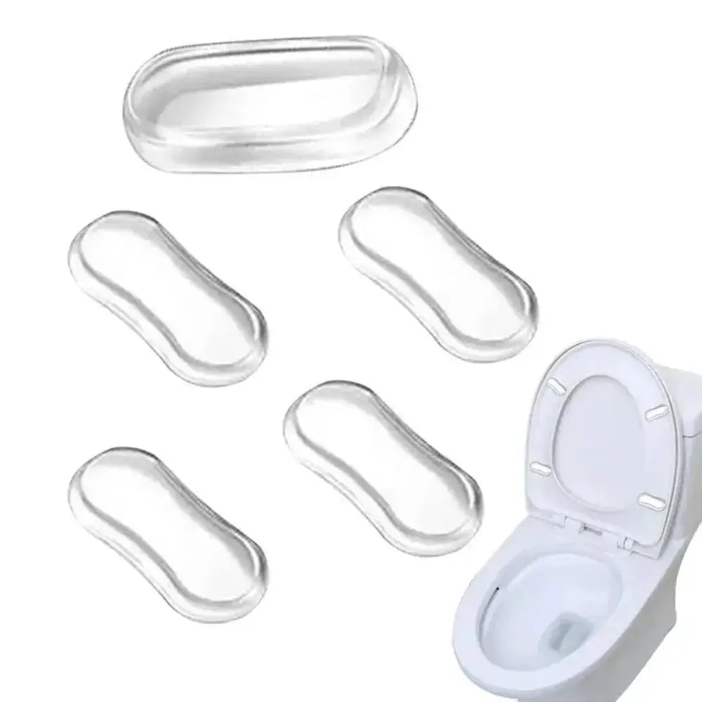 Toilet seat bumper pads, 5-pack, transparent silicone with strong adhesive by Simples Market