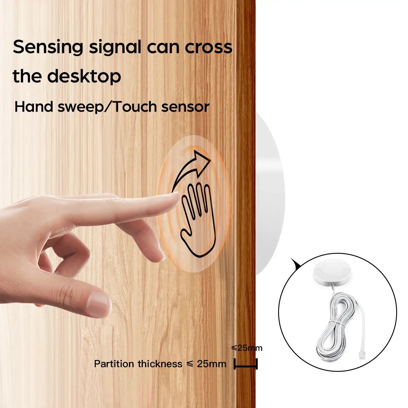 Simples Market penetrable wood panel touch light switch with dimmable hand-sweep sensor for under-cabinet LED lighting, 12V