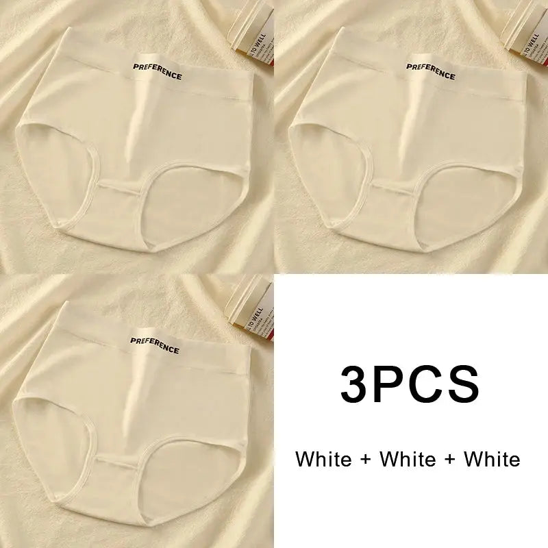 3-pack white cotton high-waist panties with Preference waistband