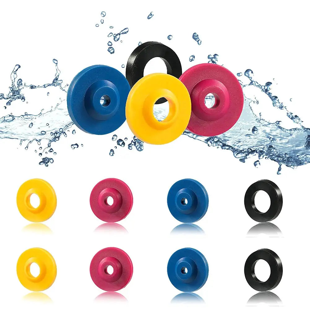 8pc 1/2 in shower flow reducer set by Simples Market; blue, yellow, pink and black hose restrictors