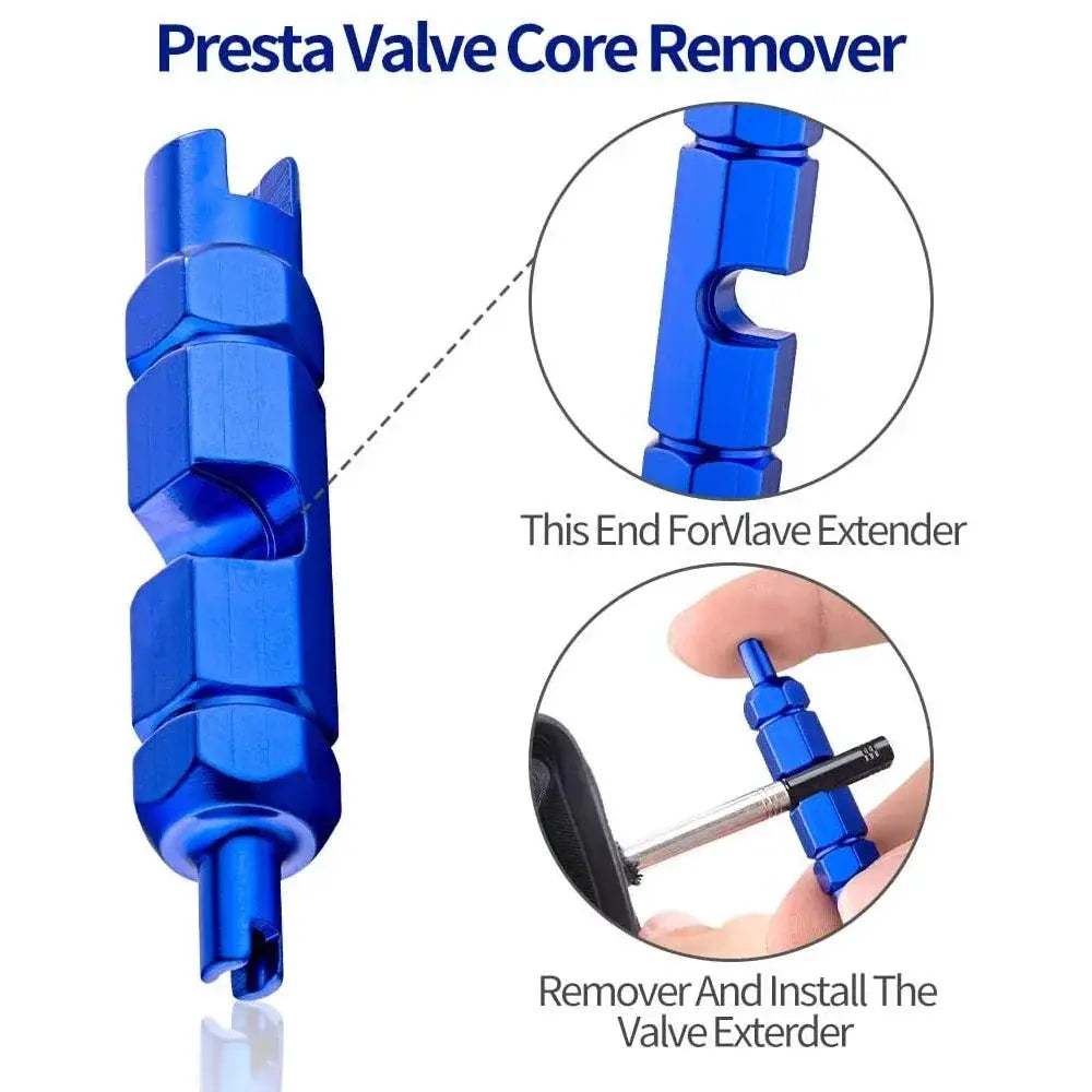 Simples Market blue aluminum Presta/Schrader valve core remover and extender tool for bike, car, motorcycle tires
