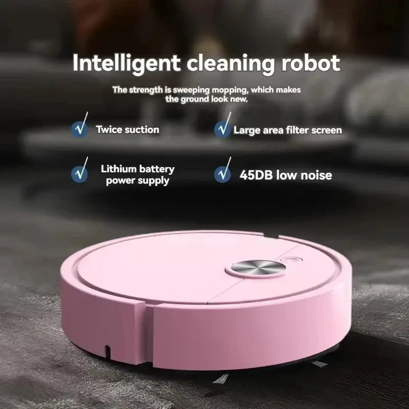 Simples Market pink circular mini smart vacuum cleaning robot for mopping and sweeping.