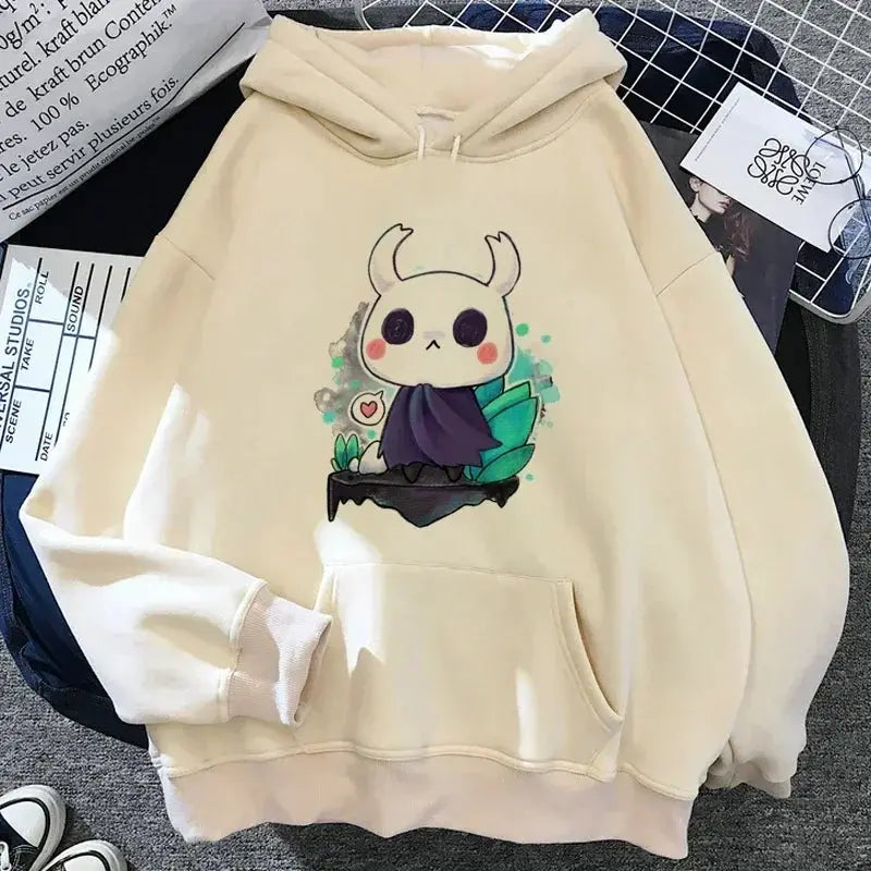 Hollow Knight Hoodie Grunge Y2K Aesthetic Cartoon Graphic Pullover For Autumn And Winter Wear