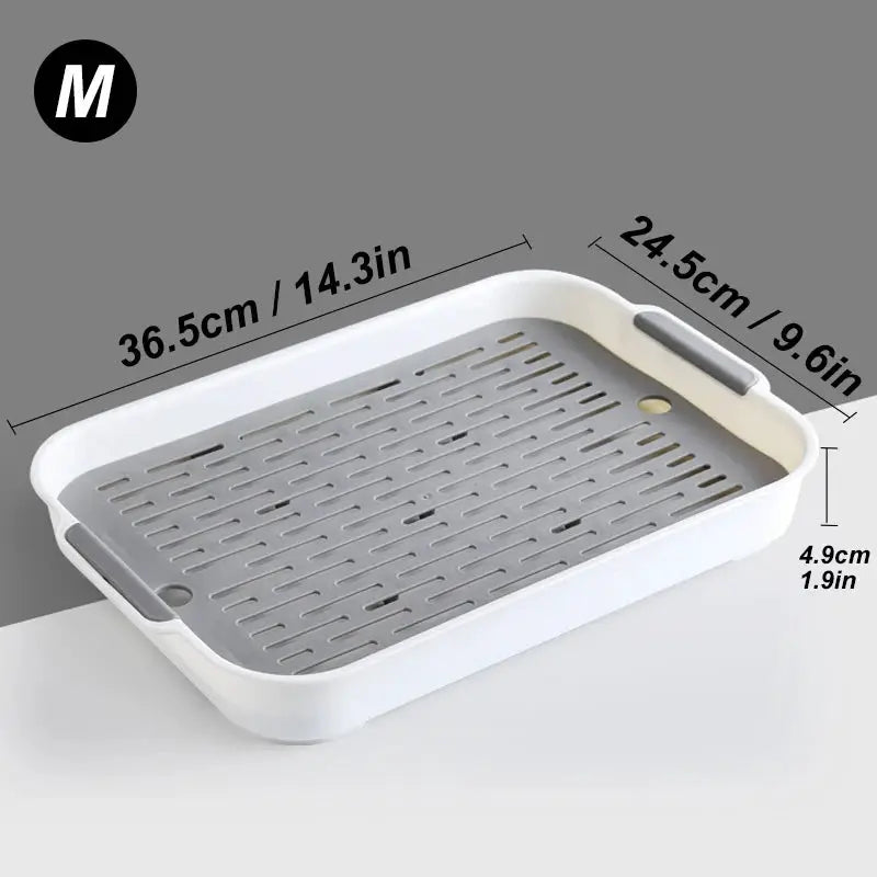 Simples Market rabbit litter box with grey slotted grate, white plastic tray, 36.5×24.5×4.9 cm