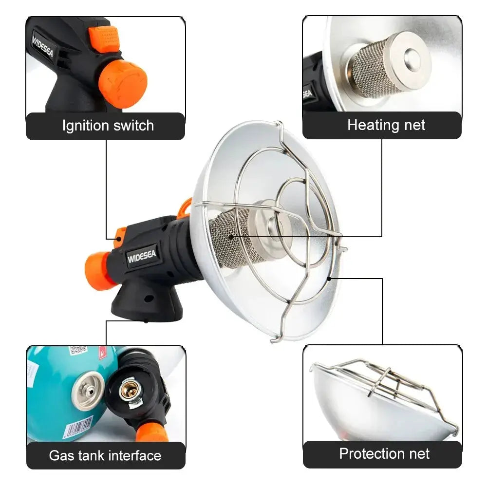Widesea camping heater portable stainless steel outdoor gas burner by Simples Market, with orange ignition switch