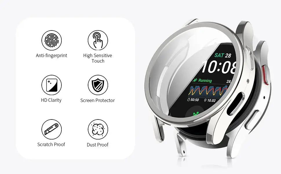 Soft TPU watch case for Samsung Galaxy Watch 4/5/6/7 (40mm/44mm); Simples Market, clear, shockproof