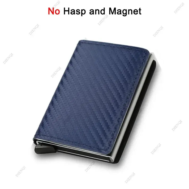 Simples Market blue carbon fiber RFID credit card holder wallet with compact minimalist design