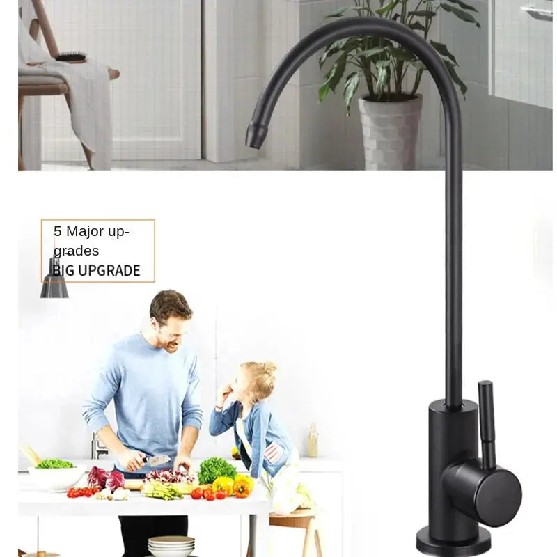 Simples Market 304 stainless steel kitchen water purifier faucet with single cooling rotatable spout black finish