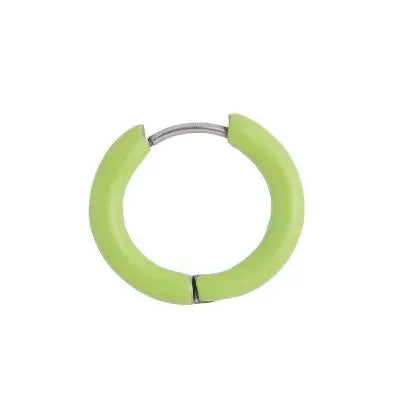 Single hoop earring in neon lime green with silver-tone clasp