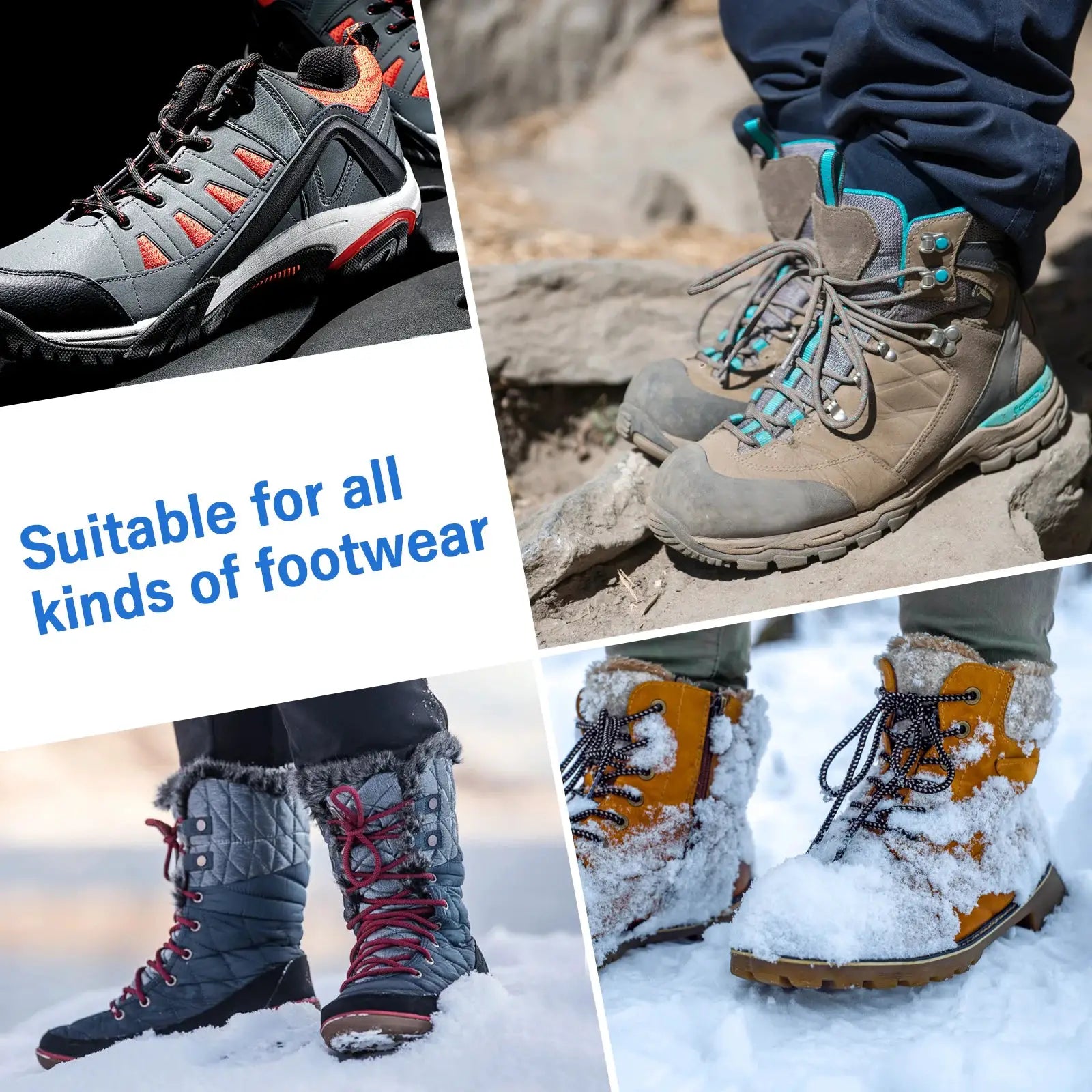 Tomshoo 32-teeth ice gripper spikes for shoes; anti-slip crampons for hiking boots and snow boots Simples Market