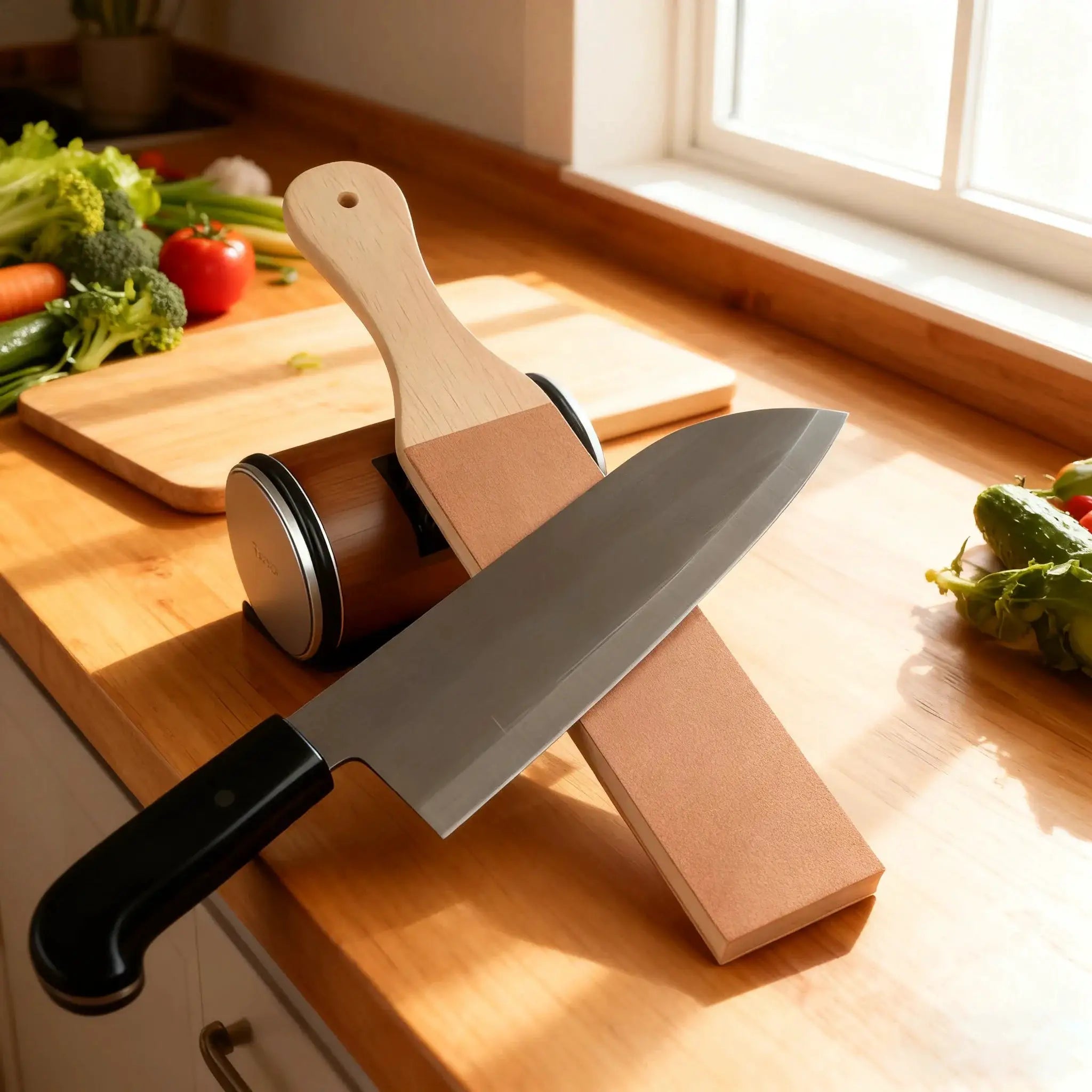Rolling Knife Sharpener With Magnetic Knife Holder And Diamond Sharpening Stones For 15 And 20 Degree Angles