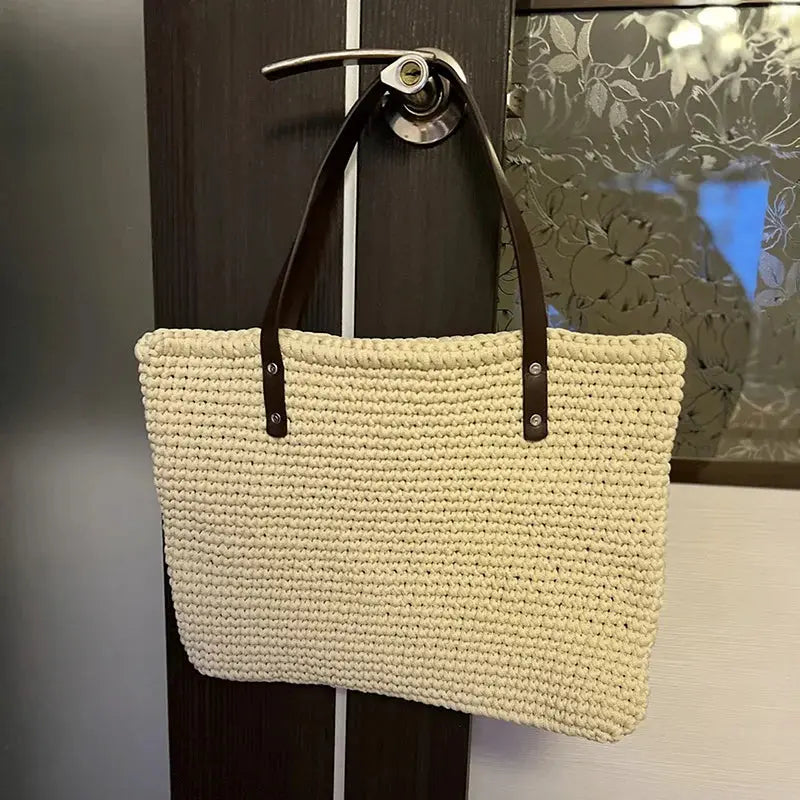 ArtisanCraft 2 Piece PU Leather Bag Strap Replacement Handles For Woven Bags Durable Handmade DIY Shoulder Tote Straps