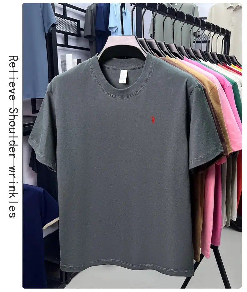 100% cotton men's short sleeve T-shirt fashion brand Paul Pony embroidery summer new high-end comfortable casual round neck top