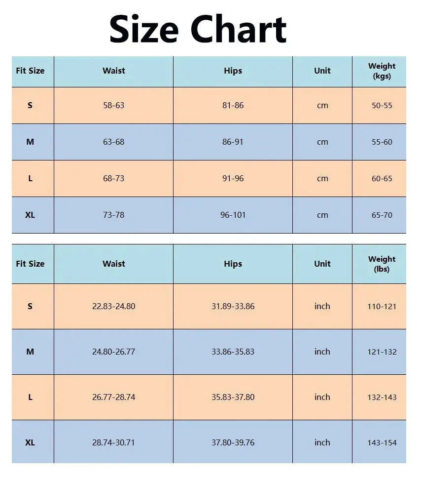 Simples Market 4Pcs women's panties g-strings set size chart showing waist and hip measurements in cm and inches