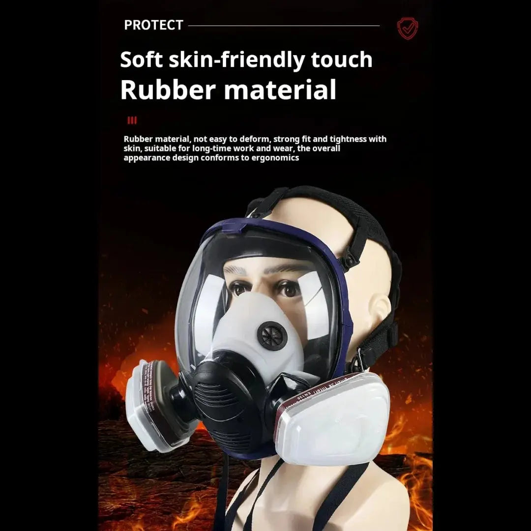 Full Face Gas Mask With Silicone Seal For Welding And Chemical Handling Dust Protection Fire Resistant Respirator