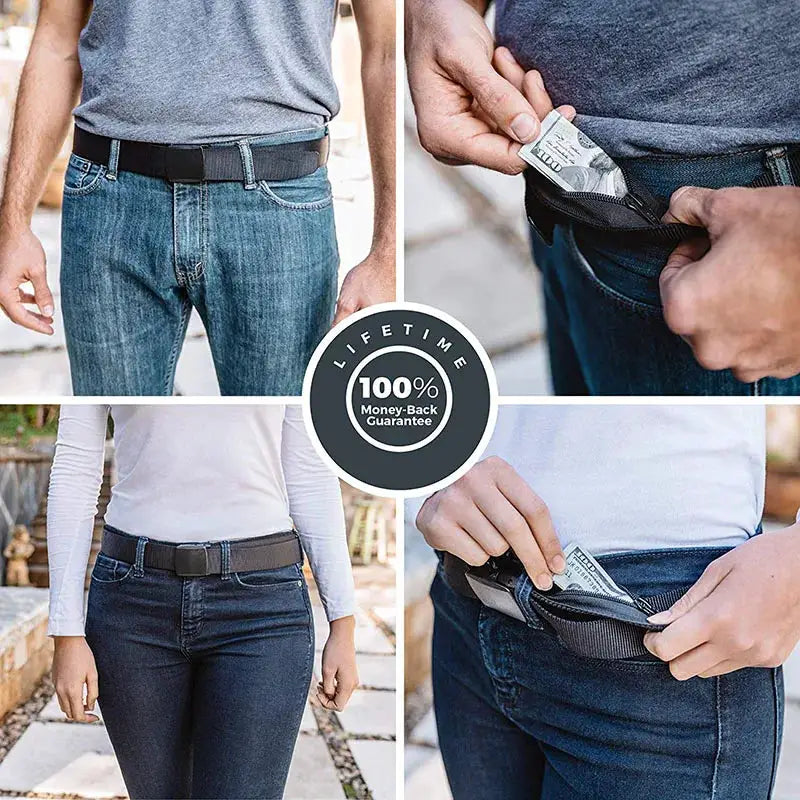 Travel Cash Anti Theft Belt Waist Bag Hidden Pocket Wallet For Women And Men 120cm