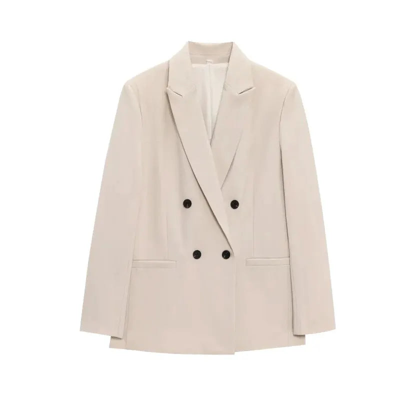 ETJ 2025 women's spring double‑breasted blazer in beige by Simples Market