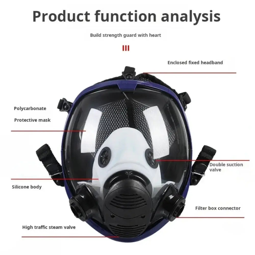 Full Face Gas Mask With Silicone Seal For Welding And Chemical Handling Dust Protection Fire Resistant Respirator