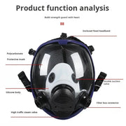 Full Face Gas Mask With Silicone Seal For Welding And Chemical Handling Dust Protection Fire Resistant Respirator