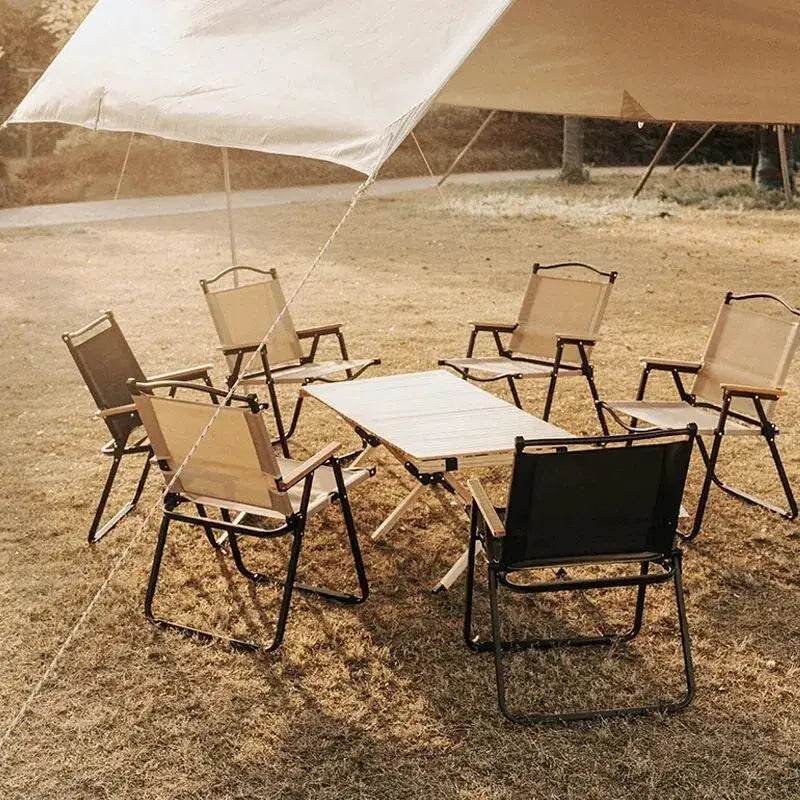 Portable Camping Folding Chair Aluminum Alloy Wood Grain Outdoor Comite Chair 1 Pack Or 2 Pack
