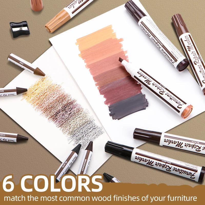 Simples Market 13pc waterproof wood-finish marker set for oak/maple furniture repairs