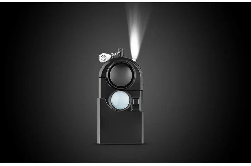 KERUI portable mini motion detector alarm in black with 120dB siren and SOS LED light