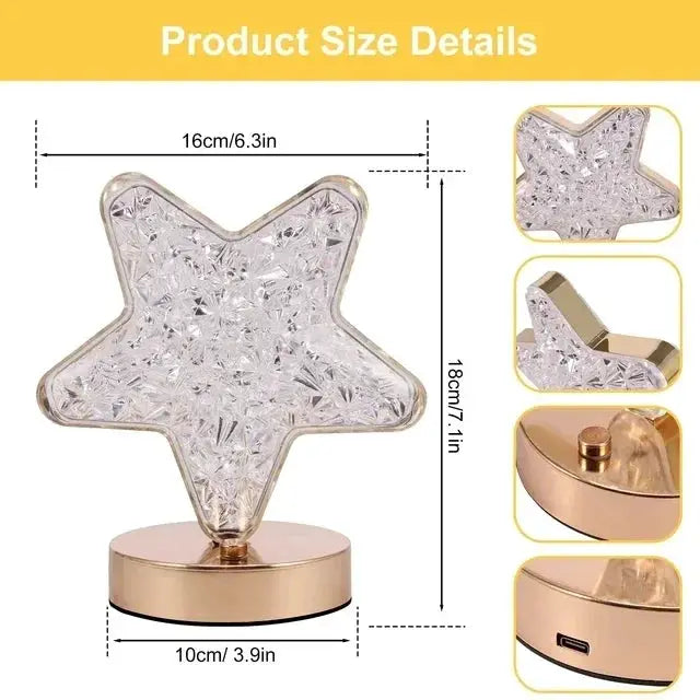 LunaGlow 3D Moon Lamp With Crystal Touch Dimming USB Rechargeable Ambient Night Light For Girls Room
