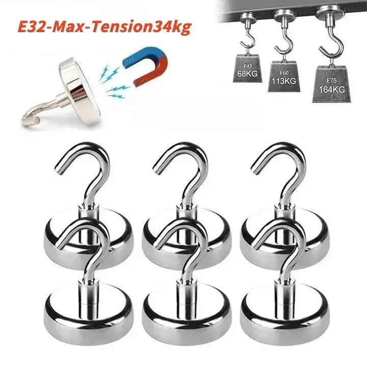 10 Pack Strong Magnetic Hooks Stainless Steel Multi Purpose Storage Hooks For Kitchen Bathroom Home Garage Key Hangers