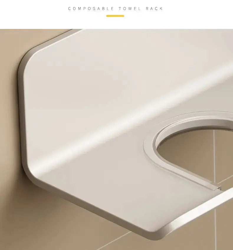Simples Market white wall-mounted hair dryer holder with nail-free bathroom storage rack and circular slot
