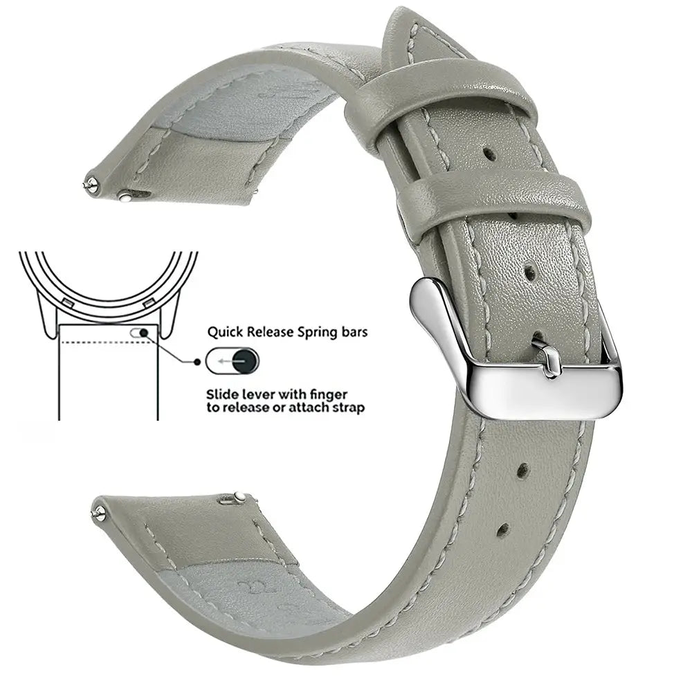 Timely Top Grain Genuine Leather Watch Band Quick Release For Easy Swaps Fits 12 To 24 Mm