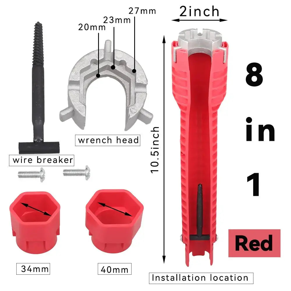 8 In 1 Flume Wrench Anti Slip Kitchen Sink Faucet Repair Tool For Plumbing Installation