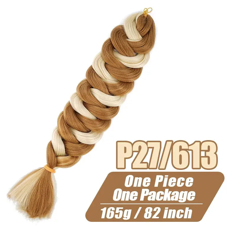 Kanekalon jumbo braiding hair in P27/613 blend, brown and blonde mix, 82 inch, 165g, one piece