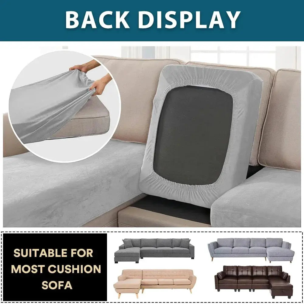 Velvet sofa cushion covers by Simples Market, gray stretchy slipcovers for living room couches, protecting furniture.