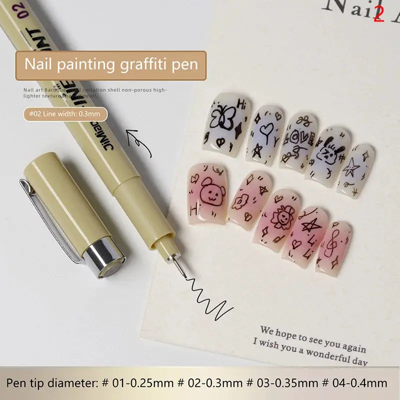 Nail Art Graffiti Line Pen Gel Painting Waterproof Precision Nib With Ultra Fine Brush For Crisp Detailed Nail Art