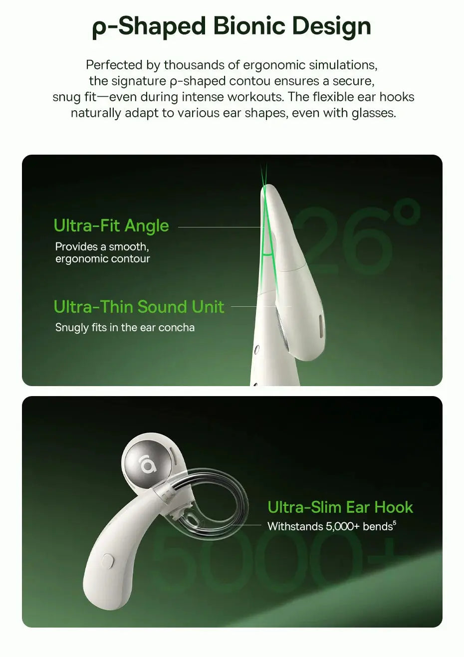 Baseus Eli Sport 2 open-ear wireless earphones with earhooks, white