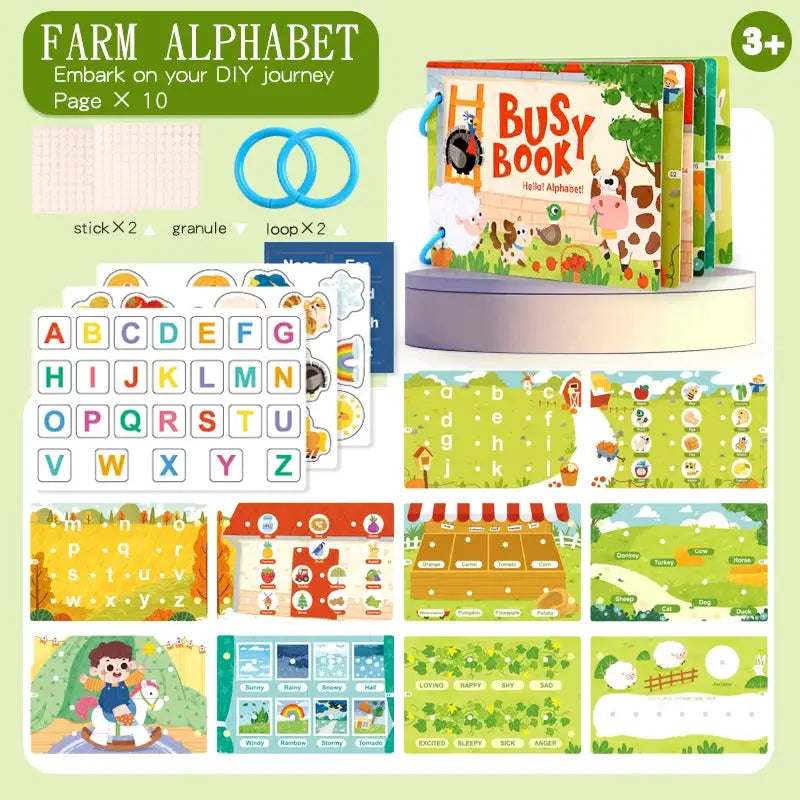 Montessori Quiet Book Kids Puzzle Word Recognition Early Education Toy Book With Stickers Learning Activities