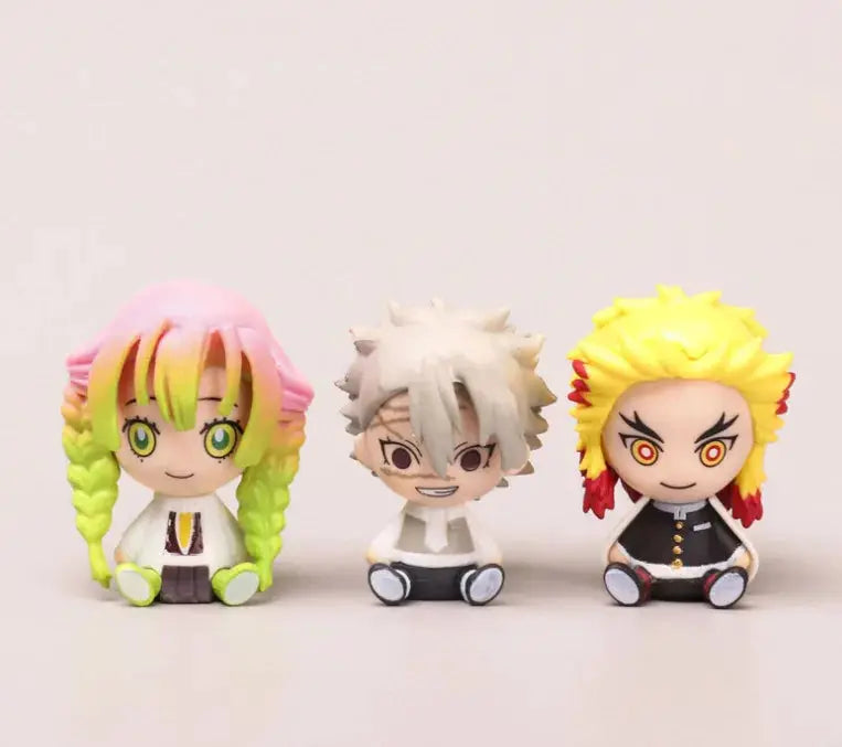 Demon Slayer 6 Piece Action Figure Set Giyuu Tomioka Mitsuri Kanroji Iguro Obanai Tokitou Muichirou Cute Version