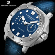 Pagani Design men's automatic diver watch with blue dial, stainless steel case, blue strap, 200m water resistant